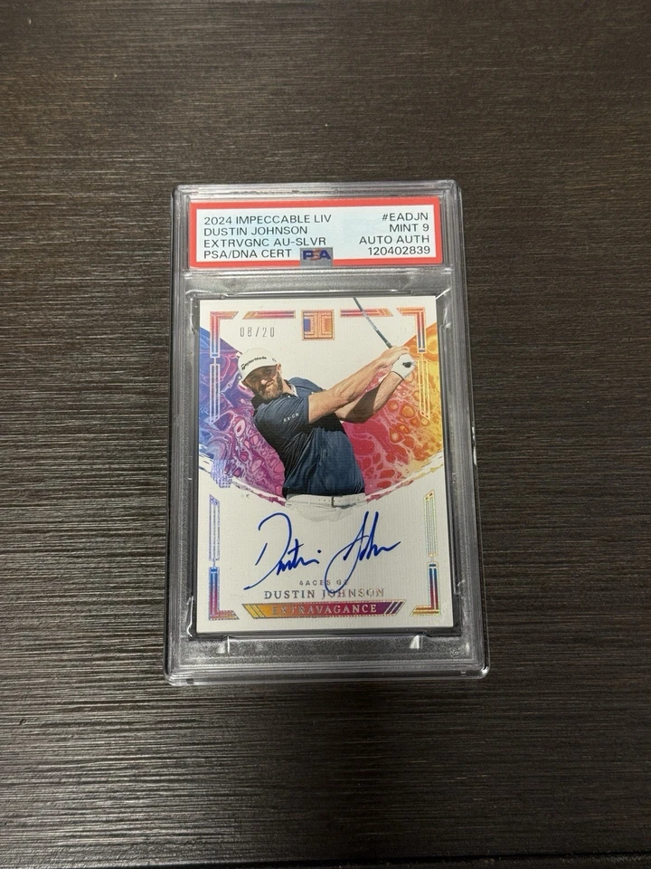 Dustin Johnson 2024 IMPECCABLE LIV GOLF Extravagance Autographs 08/20 Auto PSA 9 - Image 1 of 2