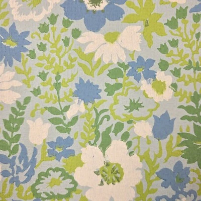 Vintage Wallpaper Sample Sheet 70s Retro Green Blue Floral Cottagecore Crafting - Image 1 of 4