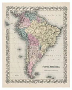 Antique Map "South America" (1st Edition) J. H. Colton, 1855 - Picture 1 of 6