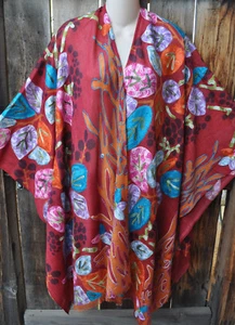 ART TO WEAR EMBROIDERED PASHMINA WOVEN WOOL RUANA SHAWL BY ANU-"SAN RAMON"OS+! - Picture 1 of 4