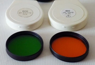 Yellow-Green 3x and Yellow-Orange 4x M55 Set of 2 filters Made in Germany - Image 1 of 4
