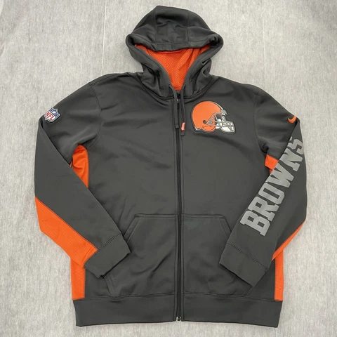 Cleveland Browns Jacket Adult Large Gray Full Zip Hoodie NFL On-Field Mens L Cover