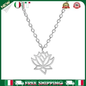 - Collana da donna con ciondolo a forma di fiore di loto e Lega, colore: argento - Foto 1 di 5