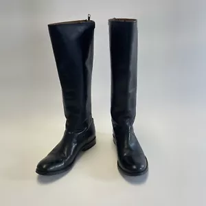 FRYE Damen Melissa Knopf Reißverschluss hinten schwarz Leder Reitstiefel Größe US 6 - Bild 1 von 14