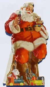 1947 COCA COLA SANTA CLAUS Cardoard Staffelei Rücken Stand Up Schild. - Bild 1 von 2