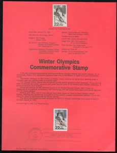 US. SP822. 2369. 22c. Winter Olympics. Souvenir Pages.1987 - Picture 1 of 1