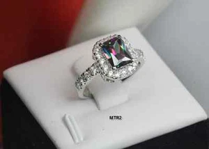 MYSTIC FIRE PAVO REAL ARCO IRIS TOPACIO CON DETALLES ANILLO CIRCONITA PLATA ESTERLINA 925 - Imagen 1 de 6