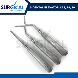 3 Dental Elevator # 78, 79, 80 Surgical Instruments Stainless Steel German Grade - Picture 1 of 6