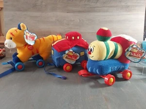 Choo Choo La Rue 3pc Chelsea Bruce Caboose La Roo Plush Train Pull Toy 2002 - Picture 1 of 8