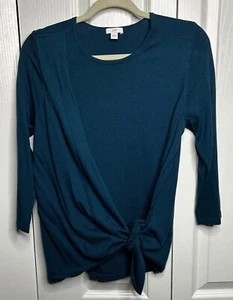 Maglione pullover donna J.Jill drappeggiato teal nodo laterale cravatta taglia small cashmere - Foto 1 di 8