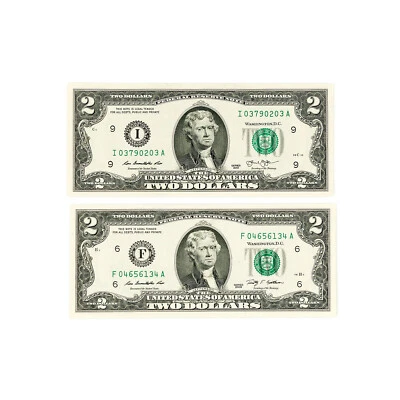 1 set of 2 diff. districts USA 2 Dollars 1995-2017 vf-xf - Image 1 of 2
