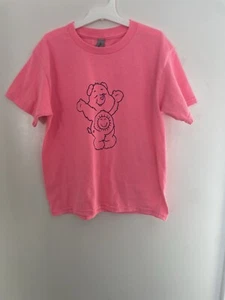 Gildan Youth Cute Care Bear Cotton Blend Crewneck Short Sleeve Shirt Hot Pink S - Picture 1 of 4