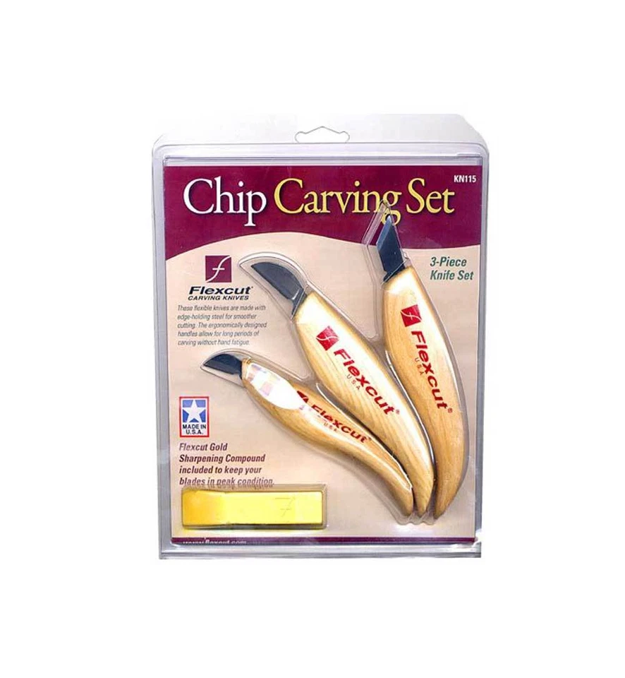 Flexcut Tool Flexcut Chip Carving 3 pc. Set with Sharpening Compound