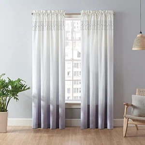 VUE Arashi Modern Boho Decorative Ombre Rod Pocket Window Curtain Living Room + - Picture 1 of 3