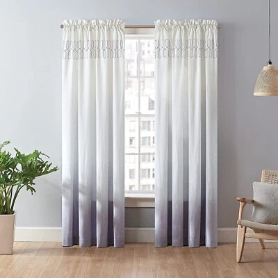 VUE Arashi Moderno Boho Decorativo Ombre Varilla Bolsillo Ventana Cortina Salón + Foto 1 de 3