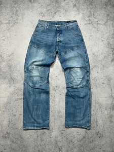 Jeans vintage G-Star grezzi 3D larghi doppio ginocchio Y2K Hype pantaloni denim da uomo W33 L34 - Foto 1 di 24