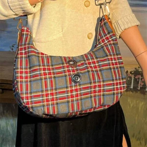 Lidia’s Bags Women's Plaid Quilted crescent hobo Shoulder bag (0002-b69) - Picture 1 of 6
