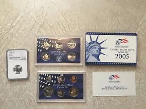 PF66 SILVER 1962 10c NGC MINT SET 2005 Jefferson Buffalo & Ocean 1/4 Pound Coin - Picture 1 of 17