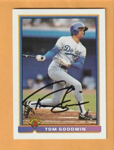 Tom Goodwin Los Angeles Dodgers AUTO Signed 1991 Bowman Fresno California - Picture 1 of 2