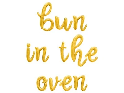 BUN IN THE OVEN Cursive Letter Balloon Banner - Baby Shower Party Decorations - Image 1 of 4
