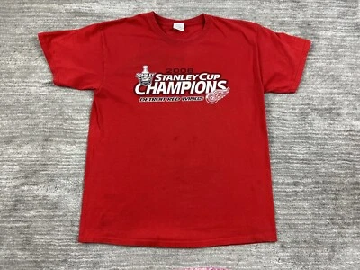 Camisa De Colección 2008 Stanley Cup Detroit Red Wing Champions Grande Roja Manga Corta Foto 1 de 4