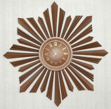 Large 36in Spartus Mid Century Atomic Age Star Burst Sunburst Retro Wall Clock