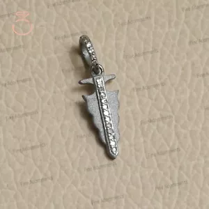 Colgante PUNTA DE FLECHA de plata de ley 925 oxidada pavé diamante joyería hecha a mano nuevo - Imagen 1 de 8