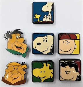 (7) Button Covers: Peanuts Snoopy, Woodstock, Lucy Flintstones: Fred, Barney - Picture 1 of 2