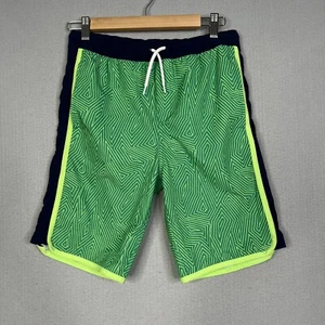 Lands End Swim Boys Large 14-16 Green Blue Board Short 8.5" Lined Beach Trunks - Picture 1 of 10