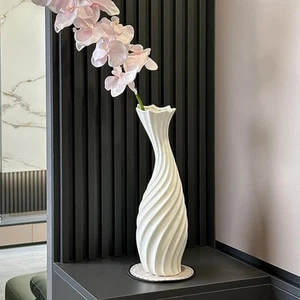 White Ceramic Vase 15.5 Inch Tall Home Decor Living Room Floor Table - Picture 1 of 6
