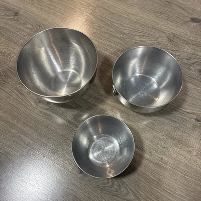 3 Farberware Revere Ware Mixing Bowls Thumb Rings Nesting Handle Stainless Steel - Image 1 of 4