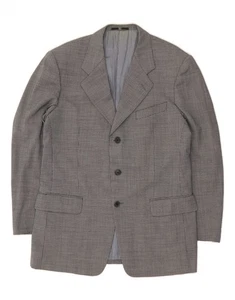 VALENTINO Mens 3 Button Blazer Jacket IT 50 Large Grey Check Virgin Wool BN03 - Picture 1 of 4