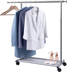 Short Clothing Racks for Hanging Clothes with Bottom Shelves and Wheels Heavy... - Picture 1 of 8