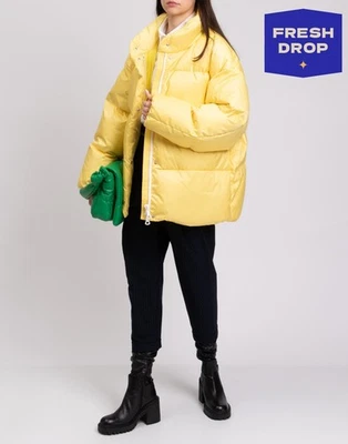 RRP €1149 IENKI IENKI Down Puffer Jacket Size L Yellow Quilted Zip High Neck - Image 1 of 4