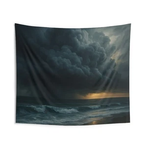 Stormy Ocean Tapestry Dramatic Coastal Wall Art for Home Décor - Picture 1 of 4