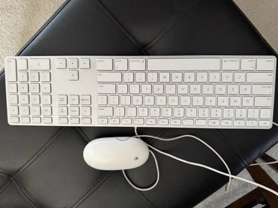 Apple White Aluminum USB Wired Keyboard Mighty Mouse A1152 A1243 Used ZU3MC - Image 1 of 4