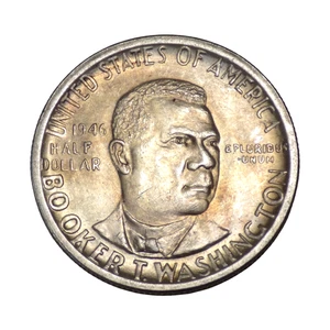1946 BOOKER T. WASHINGTON MEMORIAL SILVER HALF DOLLAR #6088 - Picture 1 of 2