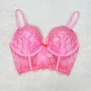 Reggiseno donna Victoria’s molto sexy corsetto pizzo rosa nuovo con etichetta taglia 36D - Foto 1 di 3