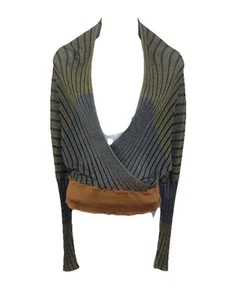 Nuevo con etiquetas Top Free People Pluto Imitación Envolvente S Manga Dolman Metálica Club Excedente Fecha - Imagen 1 de 7