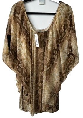 NUEVA Blusa Bebe Addiction Estampado Serpiente Recortada Estampado Animal Transparente Top XS $98 A34 Foto 1 de 4