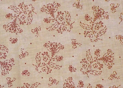 REDUCED: "In Stitches" Robin Kingsley Maywood Studios 43"x32" red mottled tan - Image 1 of 4