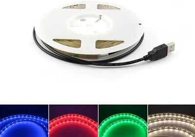 5V USB LED Strip Light 5M 300 SMD 3528 with 3M Tape for TV Computer Backlighting - Image 1 of 4