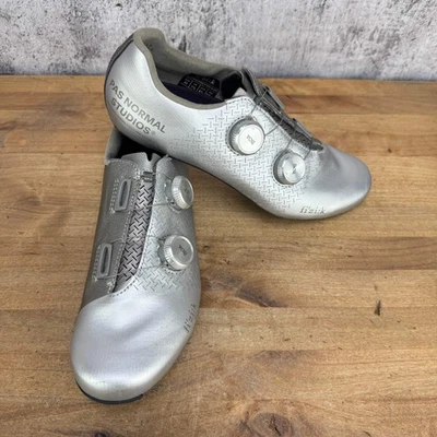 Worn Once! Fizik Mechanism x PAS Normal EU 42 Road 3-Bolt Silver Cycling Shoes - Image 1 of 4