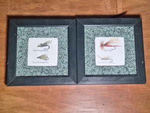 2 6 X 6 Fly Fishing Lures Drawings/Pictures By Eydie Liebelt Signed On Back 1996 - Picture 1 of 5