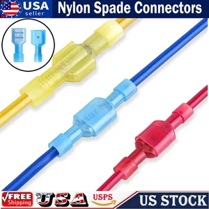 500PCS Male Female Wire Crimp Terminal Nylon Spade Quick Disconnect Connectors - Picture 1 of 31