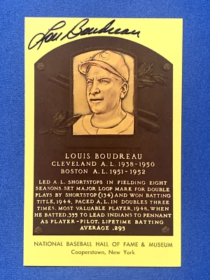 Lou Broudreau Autographed National Baseball HOF Plaque Postcard - Image 1 of 2