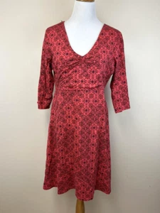 Toad & Co XL Rosalinda Dress Cranberry Red Floral Patchwork Print With Pocket - Picture 1 of 4