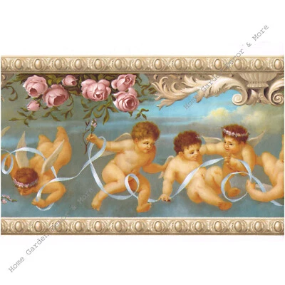 Moldura arquitectónica victoriana ángeles querubines rosa papel tapiz borde RARO Foto 1 de 2