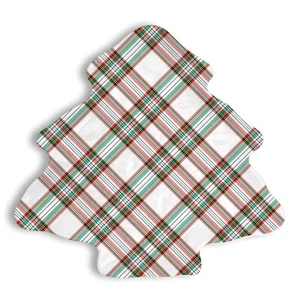 Michel Design Works Melamine 12" x 12.5" Christmas Tree Plate Vintage Plaid - Picture 1 of 1