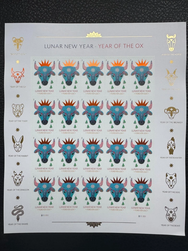 Scott #5556 Lunar New Year of the Ox Pane of 20 Forever Stamps (2021) - Image 1 of 1